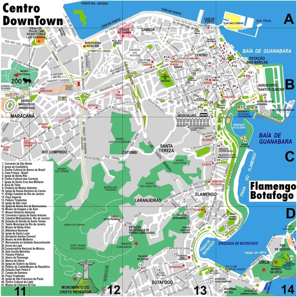 kart şəhər mərkəzi Rio-de-Janeyro