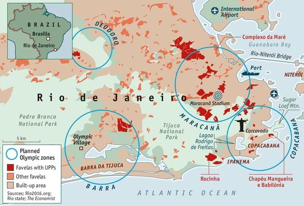фавелы Rio-de-Janeyro xəritə