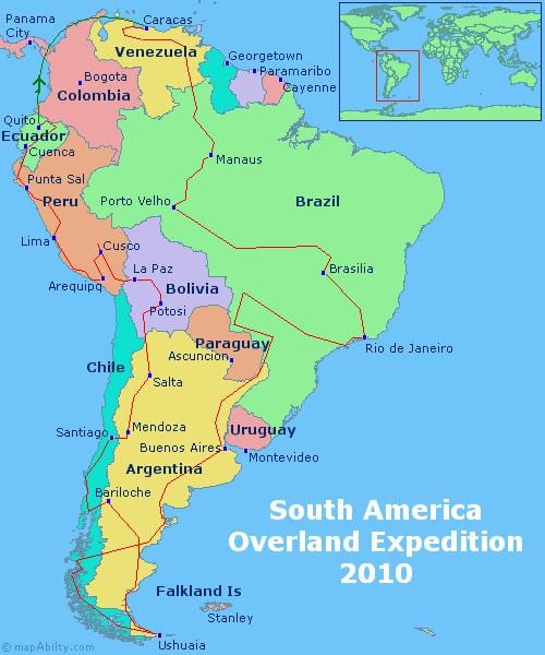xəritə Cənubi Amerika Rio